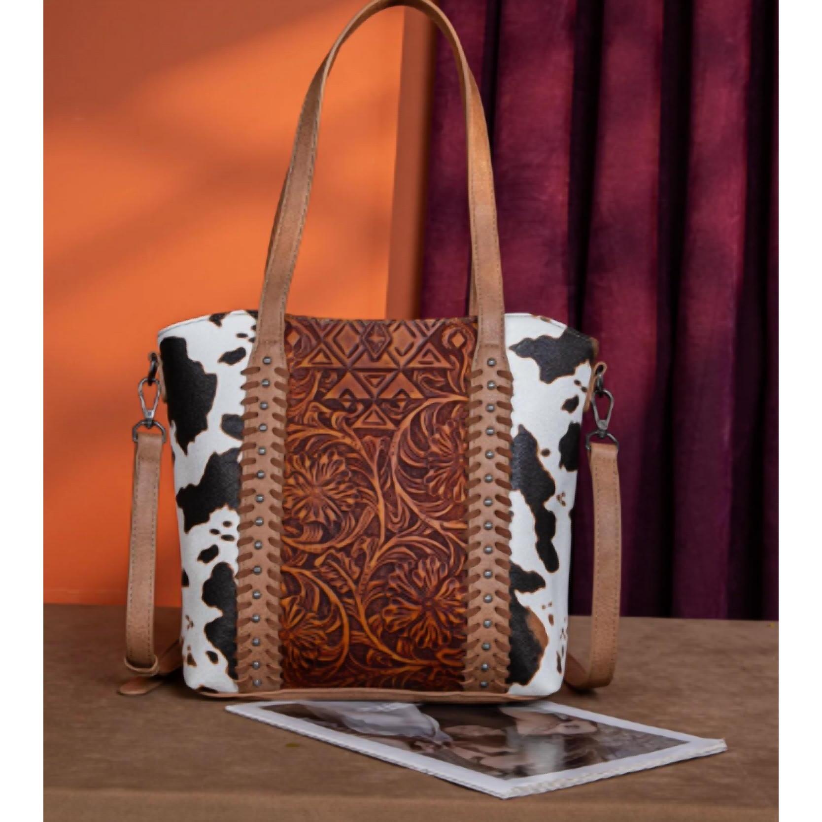 New Montana West Women's Tooled Collection Concealed Carry Tote Crossbody Bag In